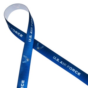 United States Air Force memorial, deployment, retirement, lapel pins,  airmen, favors, military printed on 5/8" white satin and grosgrain