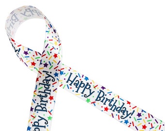 Birthday Ribbon Happy Birthday Sprinkles and Stars for Gift Wrap