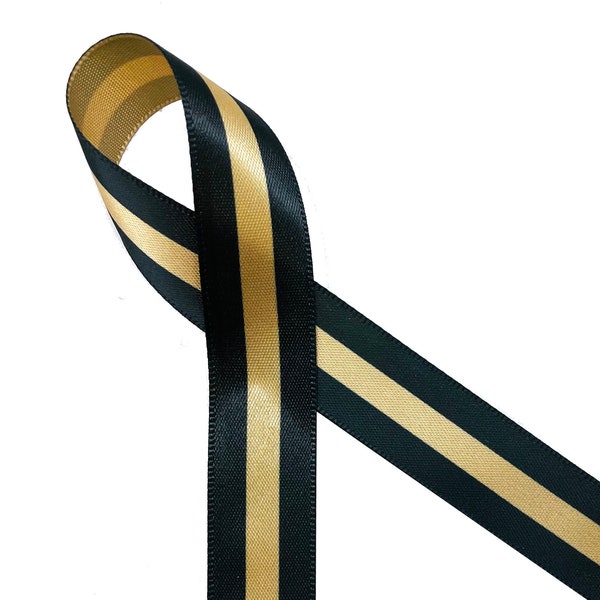 Dispatcher thin gold line first responder ribbon for awareness pins, memorial, award, honor, printed on 7/8" and 5/8" gold single face satin