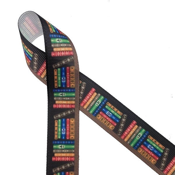 Book ribbon perfect for a librarian, book lover, book collector, book seller, gift wrap, gift basket,  quilting, printed on 7/8" grosgrain
