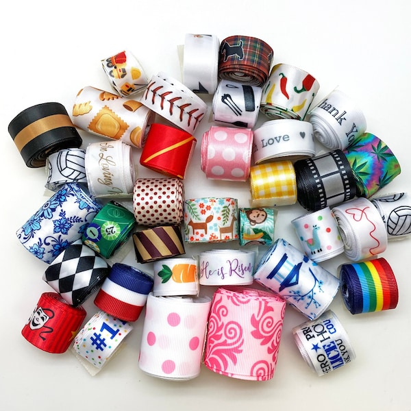 Printed Ribbon Grab Bag: Satin & Grosgrain Assortment, 50 Yards