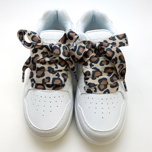 Satin Shoelaces leopard print ideal for hip hop dance, dance team, sneaker junkie, cheerleading, wedding, prom in 36&quot; and 44&quot; lengths