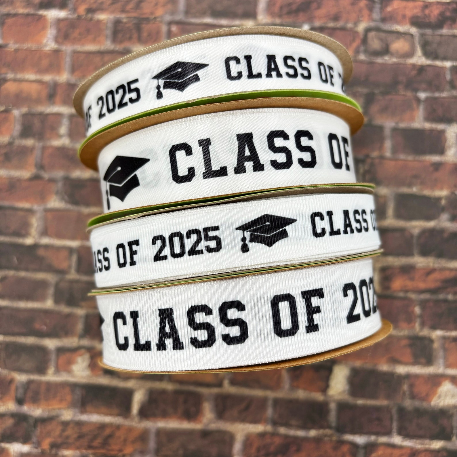 Class of 2025 Graduation Ribbon: White Satin & Grosgrain, Party Favor ...
