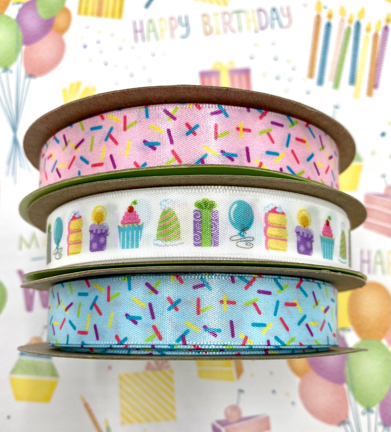 Sprinkle Ribon Sprinkles Ribbon in Pink or Blue Fun for Birthdays, Gift Wrap, Party ...