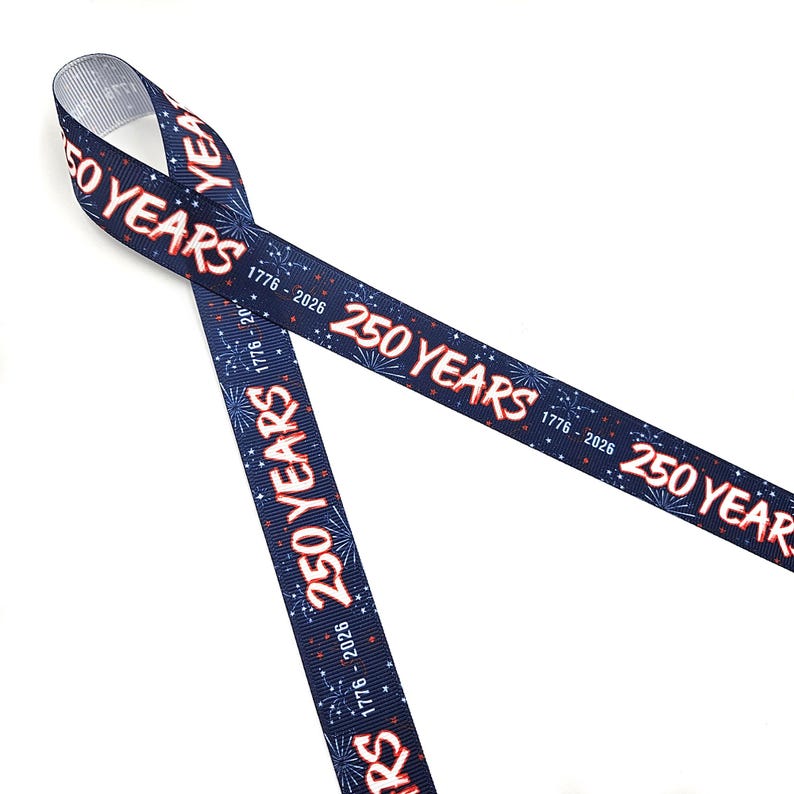 250 Ribbon America 250 Years Celebration Ribbon Red White and Blue 1776 to 2026 ...
