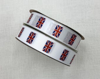 British Flag Ribbon: Union Jack, Crafts & Gift Wrap 7/8" Satin and Grosgrain