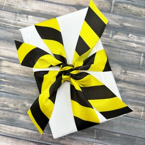 Caution Tape ribbon for party decor, party favors, gift wrap, sewing and quilting printed on 5/8", 7/8" and 1.5" yellow satin 7/8 Inches