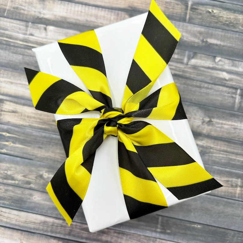 Caution Tape ribbon for party decor, party favors, gift wrap, sewing and quilting printed on 5/8", 7/8" and 1.5" yellow satin 7/8 Inches