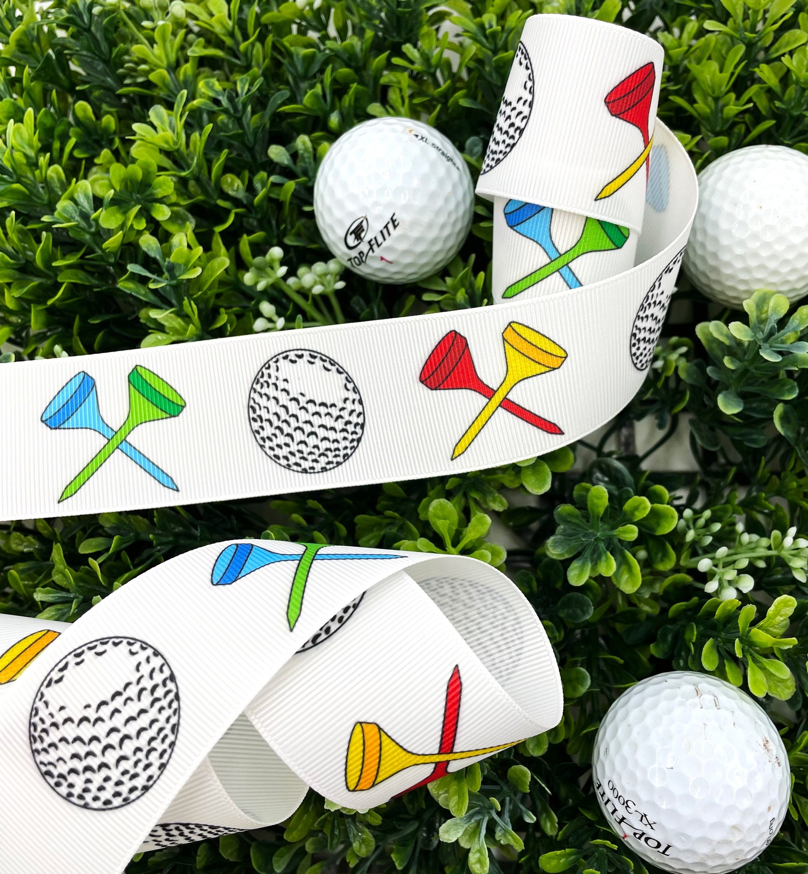 Golf Ribbon With Golf Balls and Tees for Gift Wrap, Tournaments, Party ...