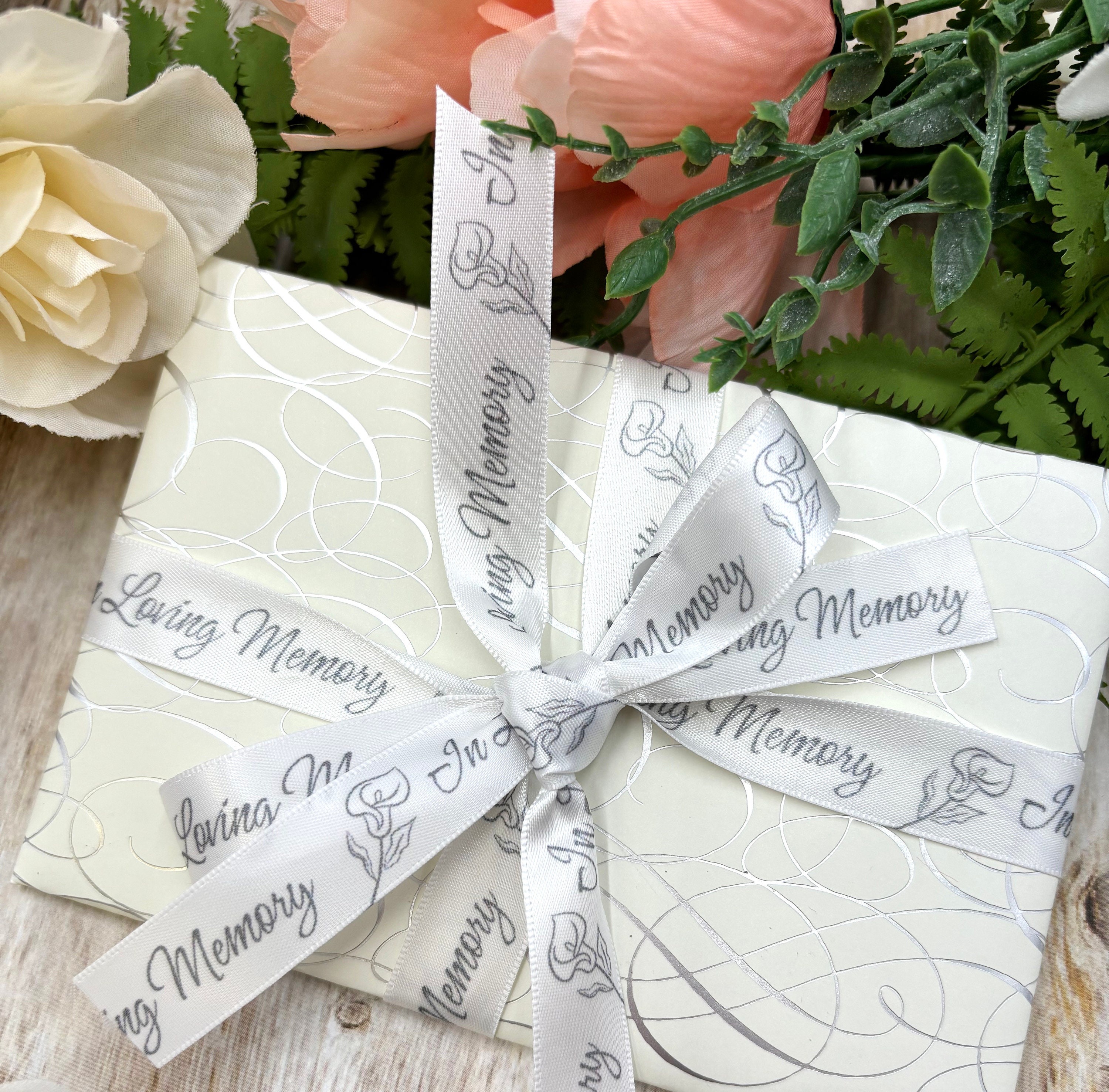 In Loving Memory Ribbon Gold Script and Calla Lily for Funerals ...
