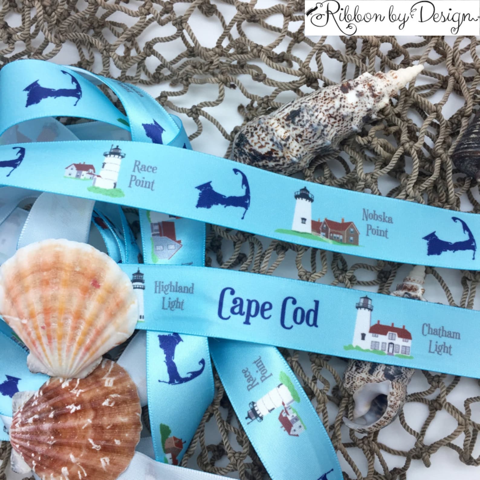 Cape Cod Lighthouses Ribbon: 7/8