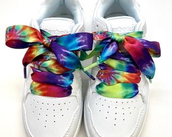Satin Shoelaces tie dye print ideal for hip hop dance, dance team, sneaker junkie, cheerleading, wedding, prom in 36" and 44" lengths