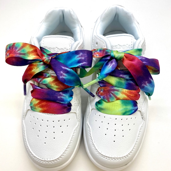 Satin Shoelaces tie dye print ideal for hip hop dance, dance team, sneaker junkie, cheerleading, wedding, prom in 36" and 44" lengths