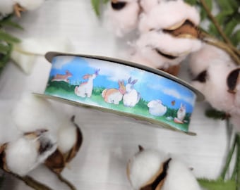 Easter Bunny Ribbon, Spring Crafts, Sewing, Quilting, 7/8" Satin