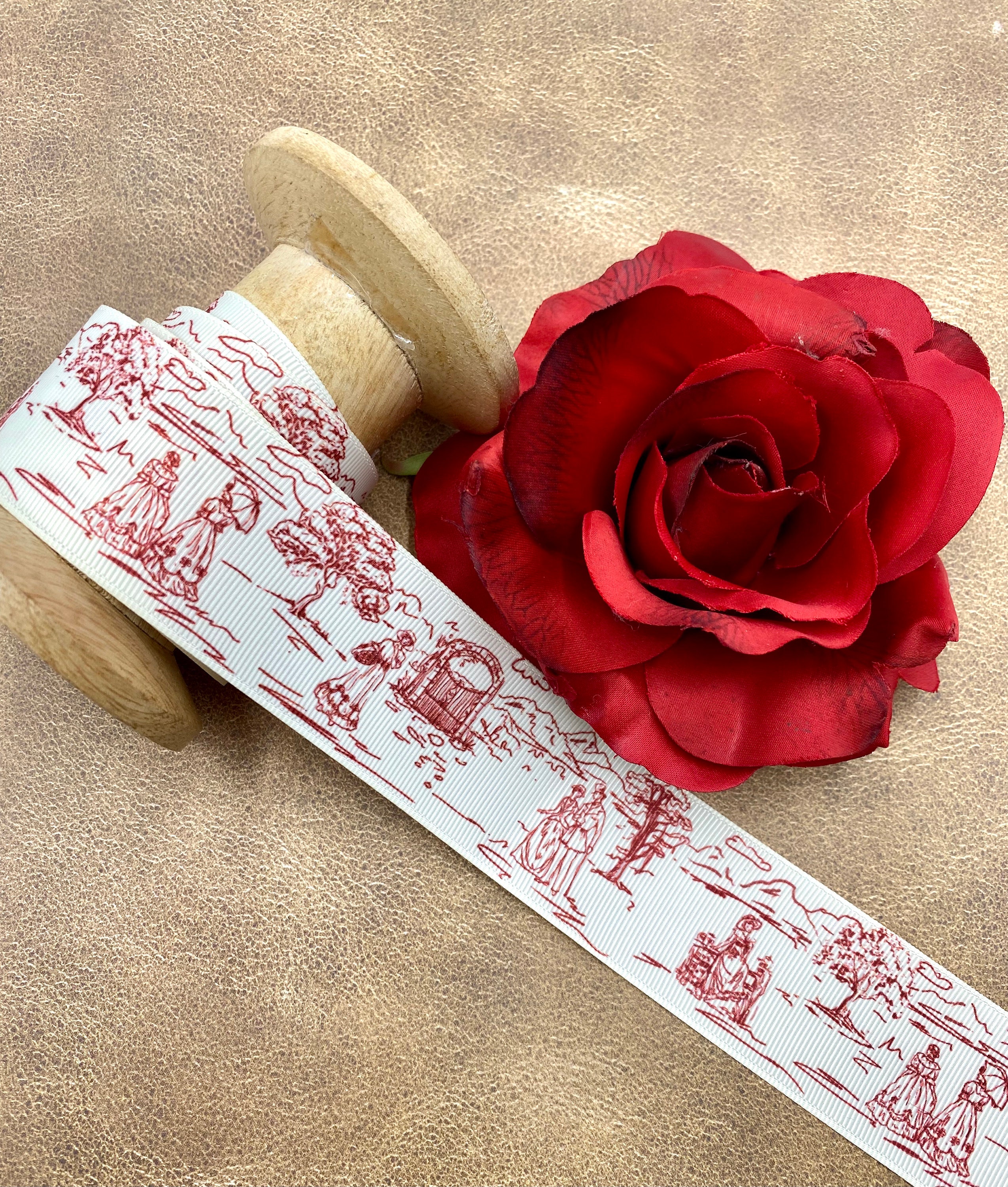 French Toile Ribbon in Red, Black and Blue Ideal for Trimmings, Hat ...