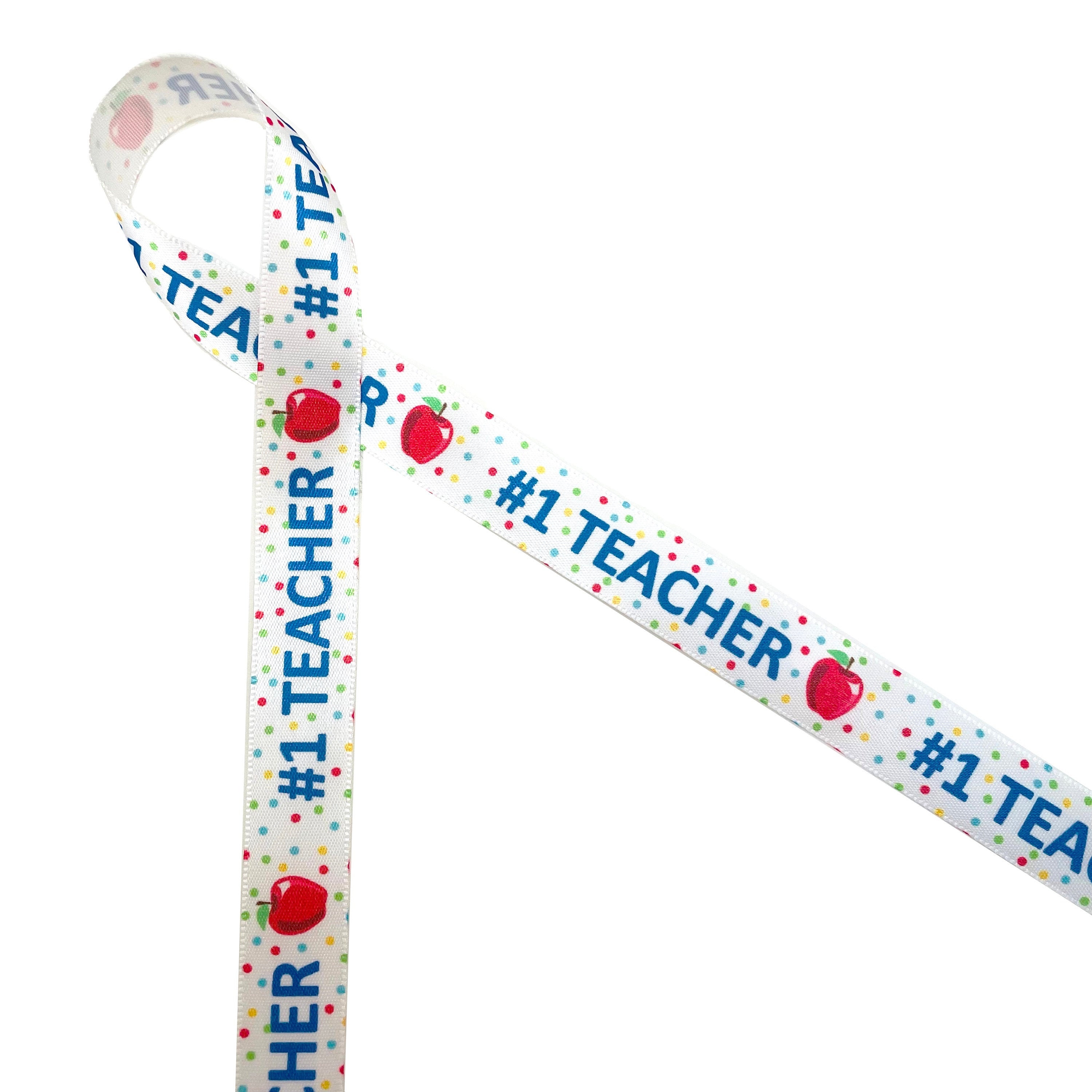 Lesson Ribbon Teacher Ribbon With #1 Teacher Fun for School Events, Gift Wrap, Party ...