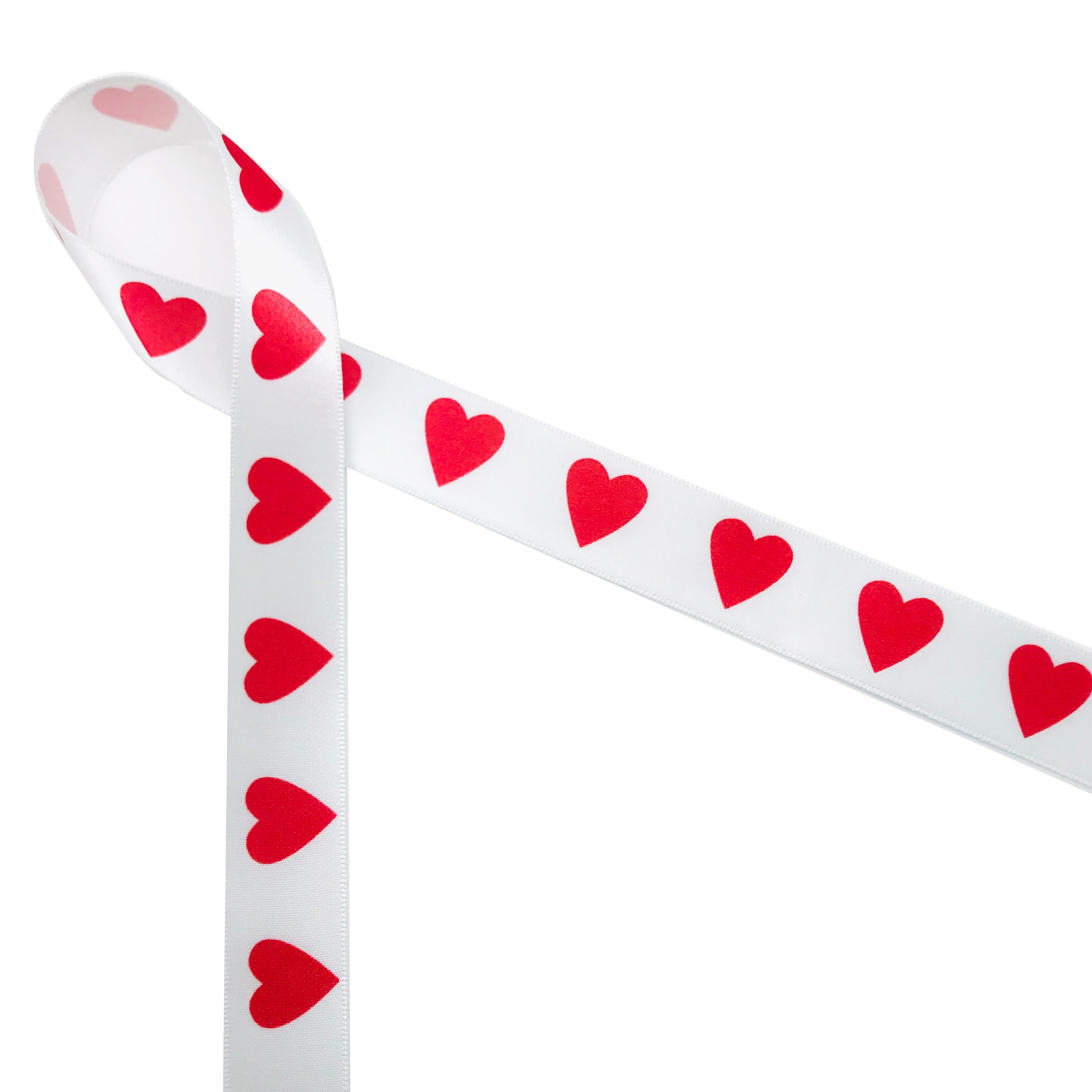 Valentine Ribbon Red Hearts in a Row for Gift Wrap, Favors, Quilting ...