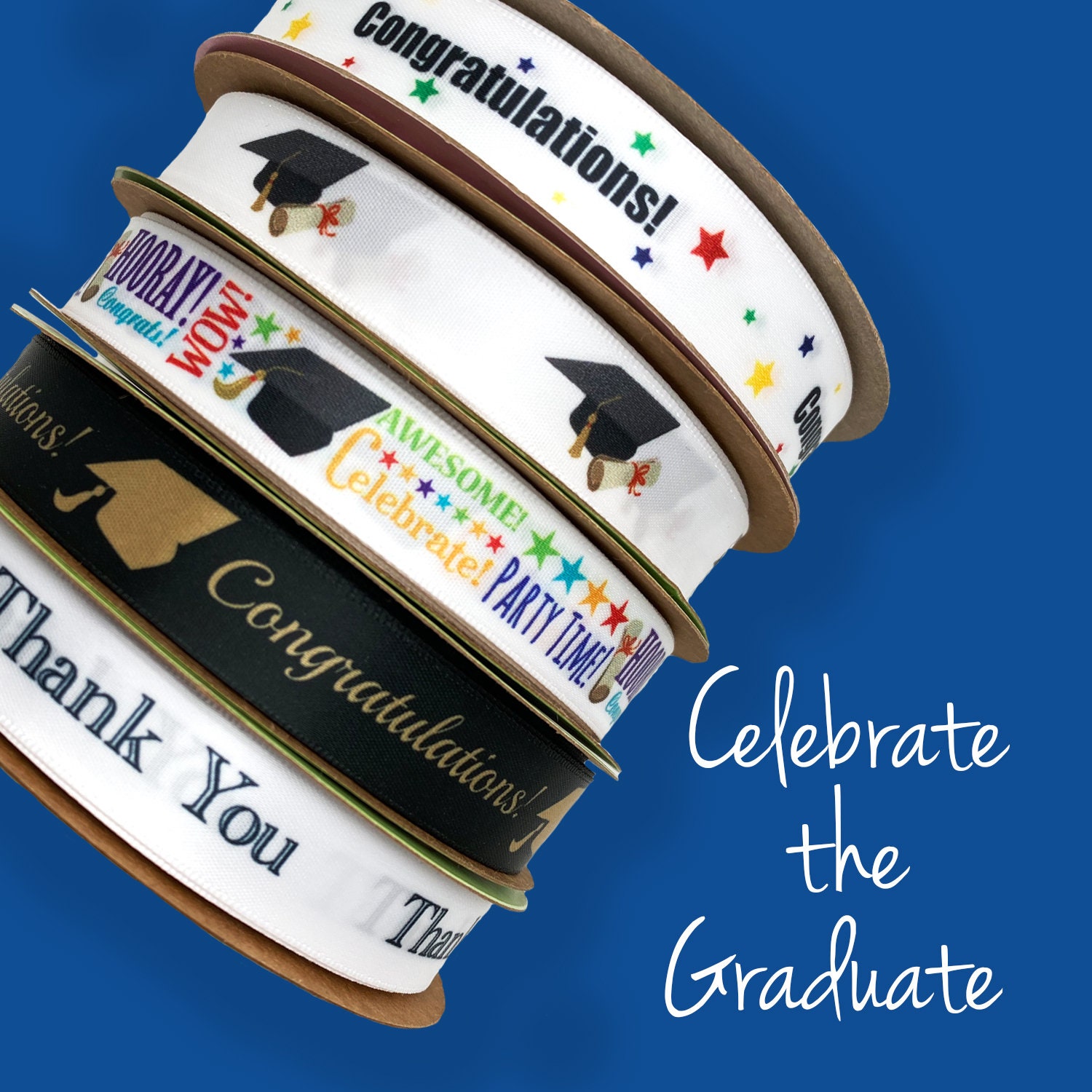 Graduation ribbon with caps and diploma ideal for party Etsy