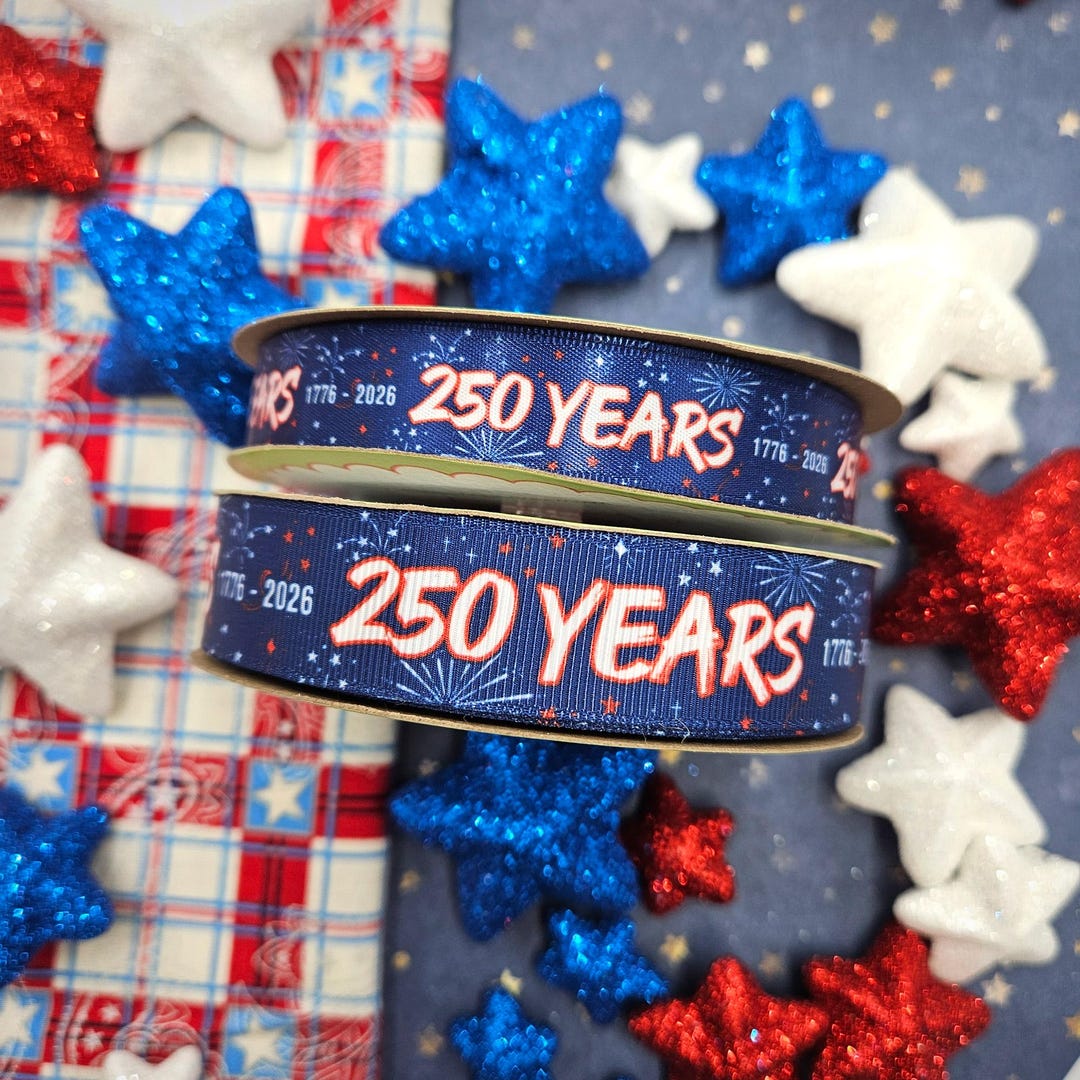 250 Ribbon America 250 Years Celebration Ribbon Red White and Blue 1776 to 2026 ...