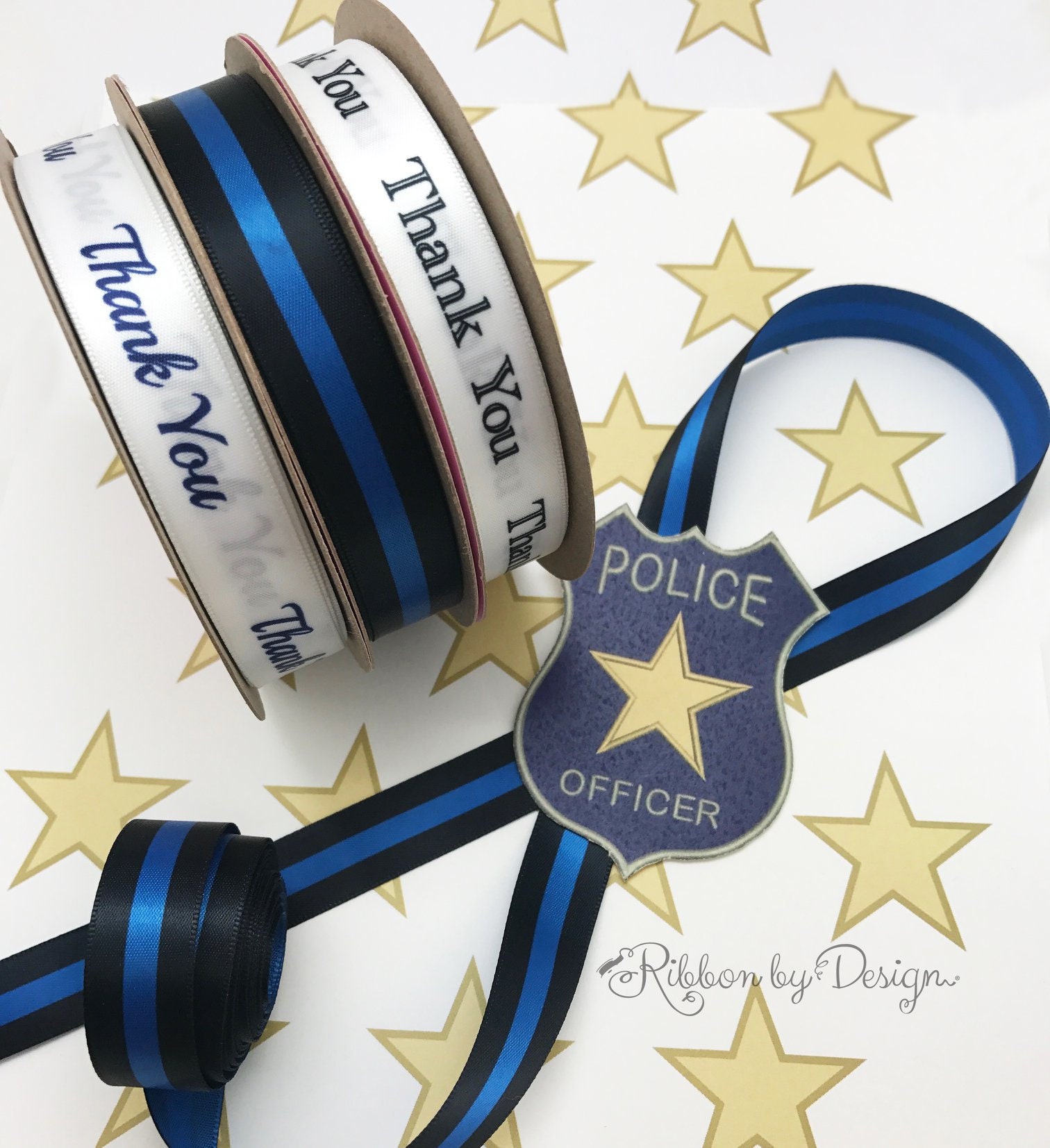 Thin Blue Line Police Ribbon, for Lanyard, Key Fob, Memorial Services ...