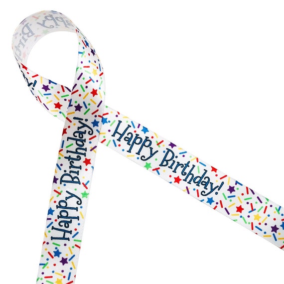 Birthday Ribbon Happy Birthday Sprinkles and Stars for Gift Wrap