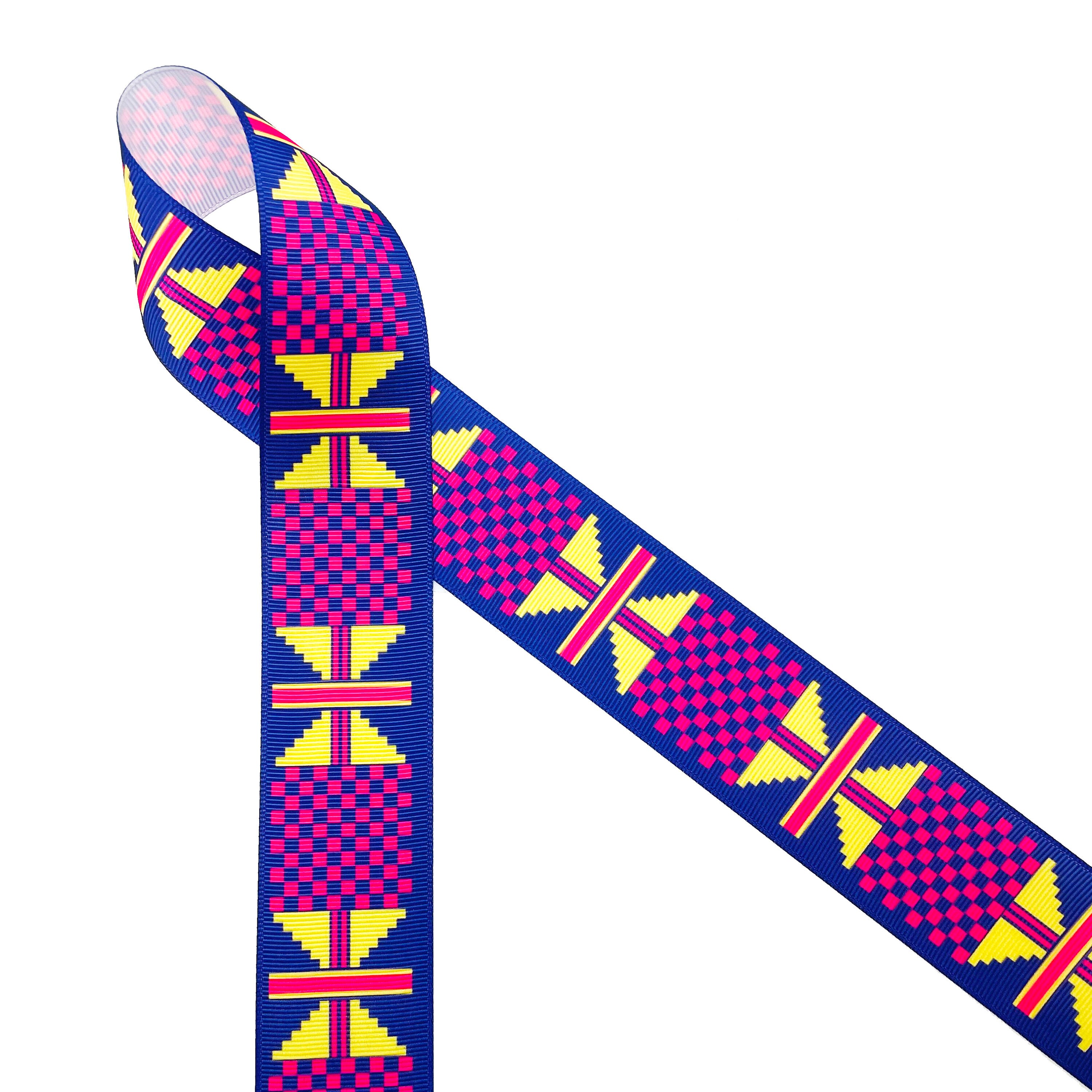African Tribal ribbon Kente design purple/ pink for Hatbands Etsy