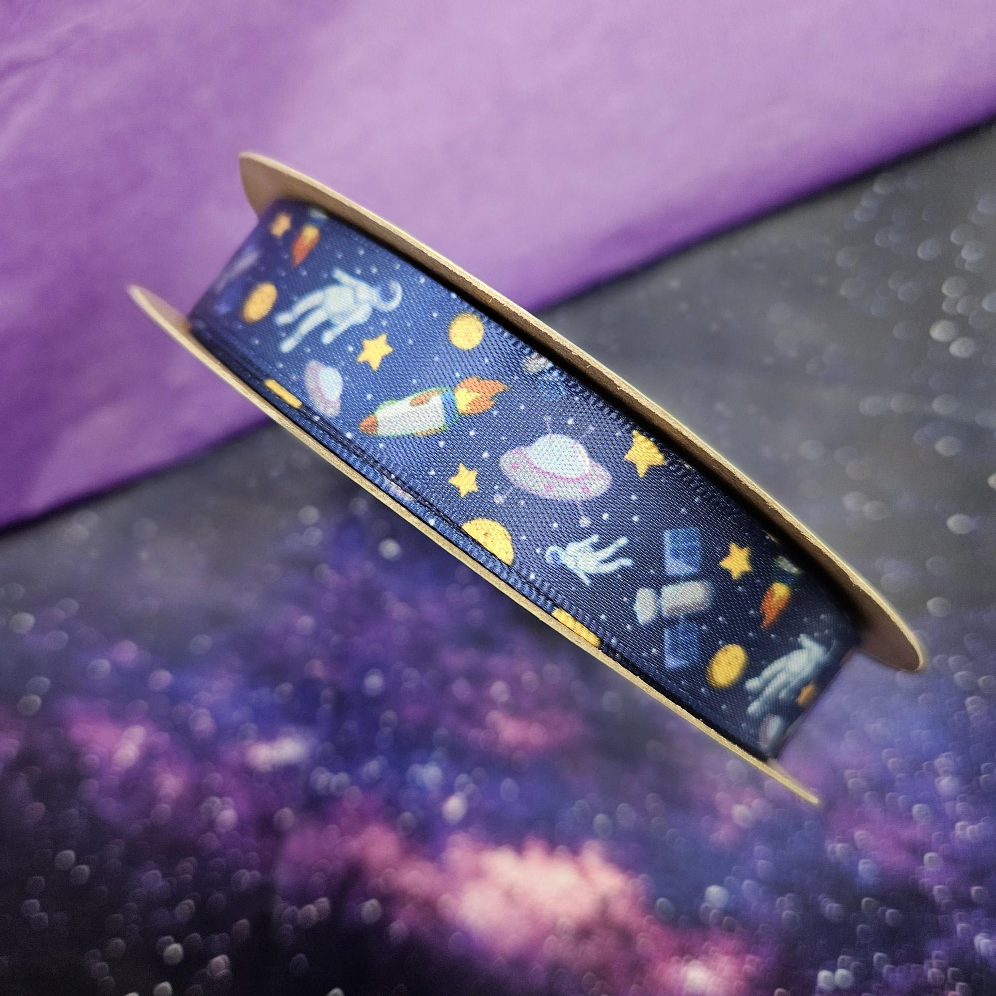 Astronaut Ribbon With Stars, Planets and Rockets Printed on 5/8