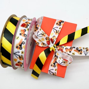 Caution Tape ribbon for party decor, party favors, gift wrap, sewing and quilting printed on 5/8", 7/8" and 1.5" yellow satin image 6