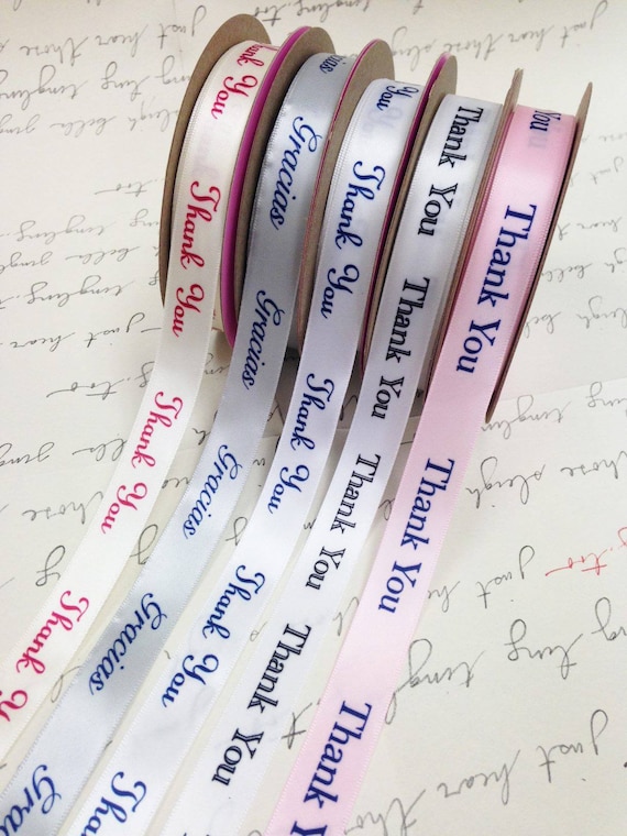 Thank You Ribbon for Wedding Favor Baby Shower Gift Wrap Crafts