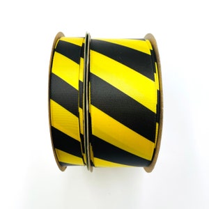 Caution Tape ribbon for party decor, party favors, gift wrap, sewing and quilting printed on 5/8", 7/8" and 1.5" yellow satin image 2