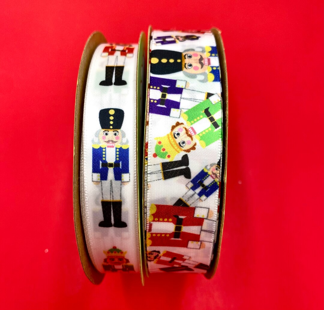 Nutcracker Ribbon Ideal for Christmas Gift Wrap, Wreaths, Tree Trim
