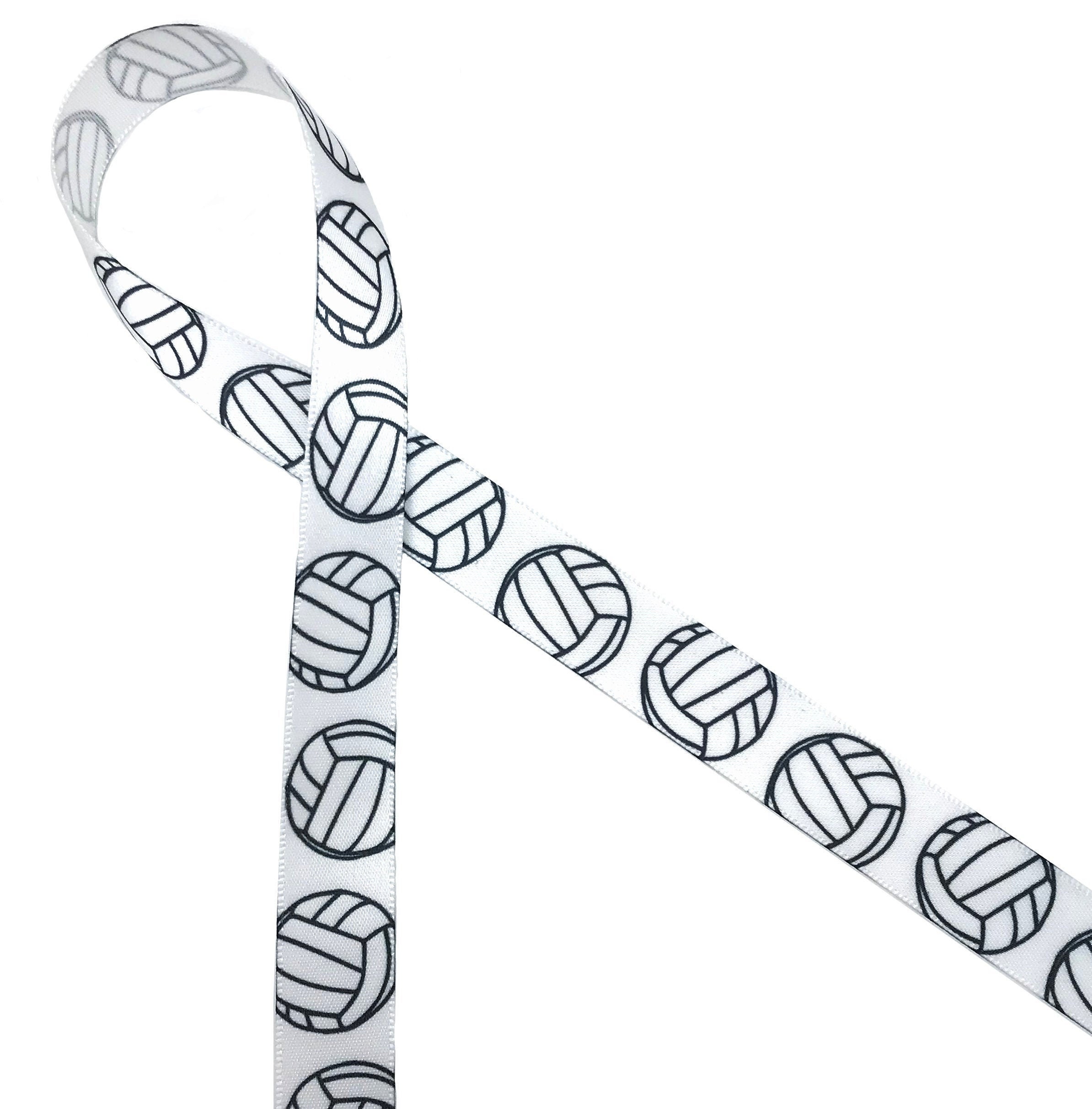 volleyball ribbon, 7/8 grosgrain ribbon, black volleyball ribbon