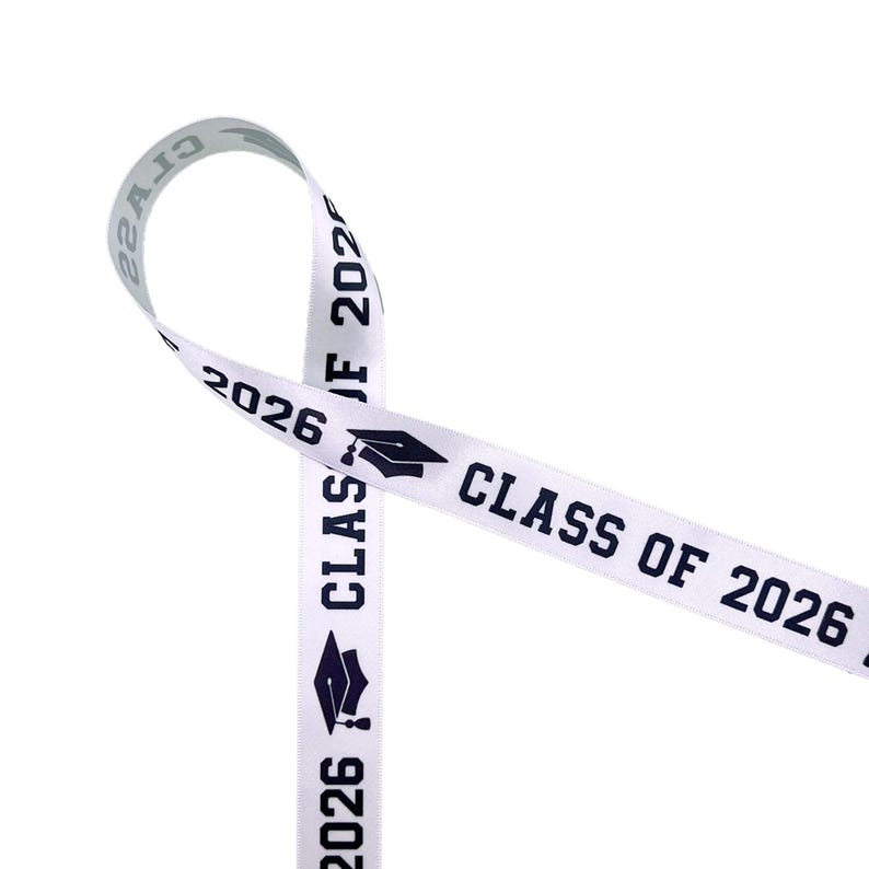 Class of 2026 Graduation Ribbon: White Satin Favor Ribbon - Etsy