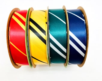 Wizard ribbon set of four stripes 1 yard each of the stripes for gift wrap,  crafts, parties, quilting printed on 7/8 satin