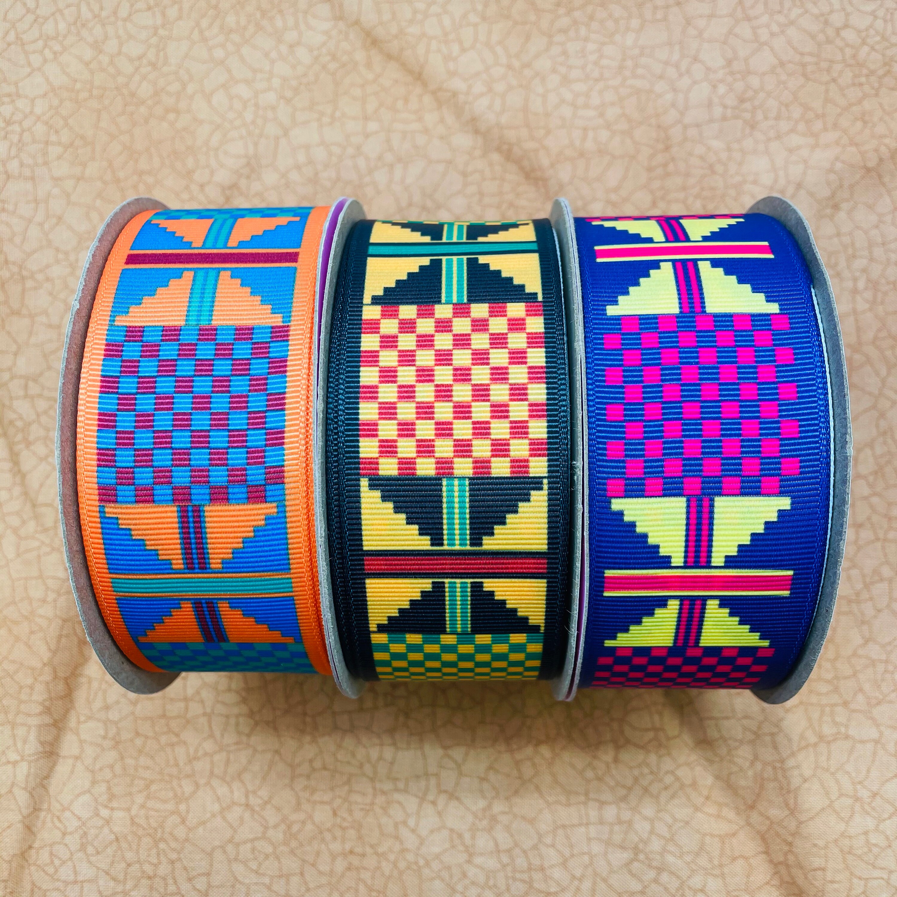 African Tribal Ribbon Kente Design Orange/blue for Hatbands, Headbands ...