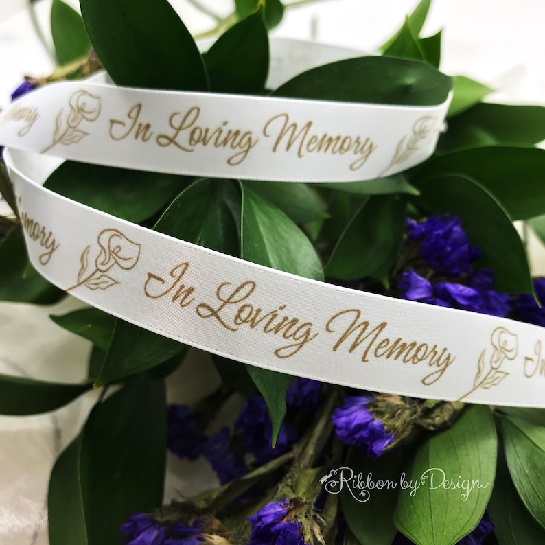 In Loving Memory Ribbon Gold Script and Calla Lily for | Etsy