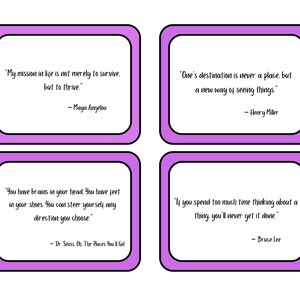 Positive Affirmation Cut Out Cards with I am statements and Quotes