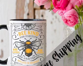 Bee Kind Ceramic Mug: Bumblebee Coffee Cup, Bee Lover Gift