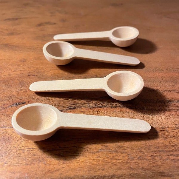 Mini cucharas de madera de 3 pulgadas, pequeña madera natural pequeña, cuchara de sal de baño, cuchara de degustación