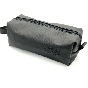 PU Black Leather Travel Wash Bag