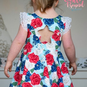 Patriotic Floral Dress, Children&#39;s Patriotic Dress, 4th of July Dress, July 4th Dress, Red White and Blue Dress, Patriotic Dress, Star Dress