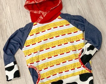Toy Cowgirl Grow With Me Hoodie, Kids Lightweight Hoodie, Toddler Pocket Hoodie, Cowboy Doll Shirt, Kids Hooded Shirt, Hooded Top