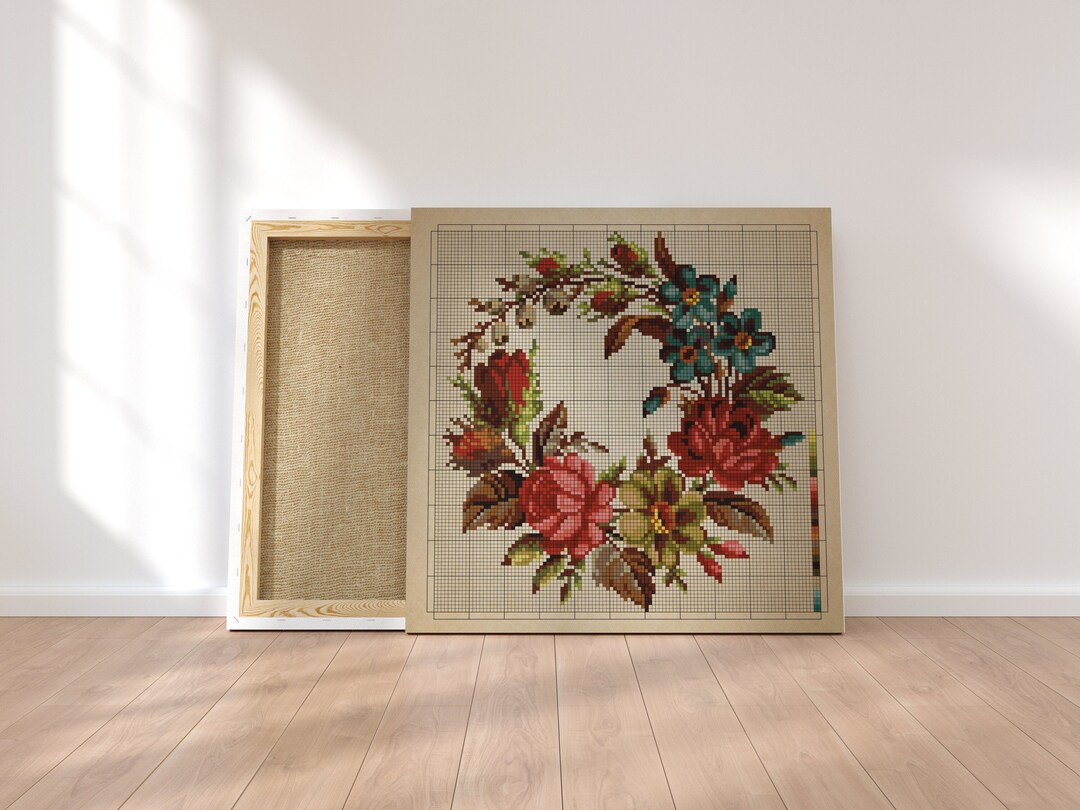 Autumn Flowers Wall Decor Printable Wall Art Floral Print Embroidery ...