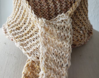 leichter Sommerschal - beige/gelber Farbverlauf - Baumwolle - handgestrickt