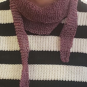 Sophie Scarf - light scarf - red, white, blue mottled - ribbed pattern - hand-knitted