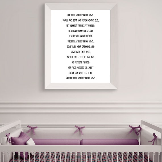 Elle Sest Endormie Poeme Poeme Pour Bebe Fille Creche Etsy