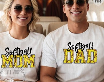 File PNG di mamma e papà di softball - Clipart di mamma e papà, design sportivo per genitori a sublimazione, download di design digitale di magliette, acquista 3 e ricevi 1 gratis