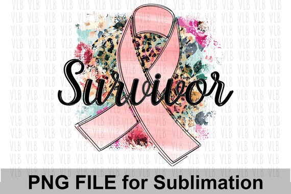 SURVIVOR AWARENESS RIBBON On Floral Leopard Png File, Breast Cancer Awareness, Brush Strokes Design, Gift For Her, Digital Download