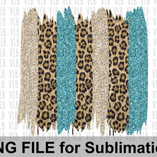 Brushstrokes Background Clipart Leopard Sublimation PNG Teal - Etsy