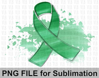 AWARENESS RIBBON -  Green Ribbon Clipart, Mental Health Clipart, Cancer Clipart, Sublimation Png, Digital Download, Buy 3 Get 1 Free